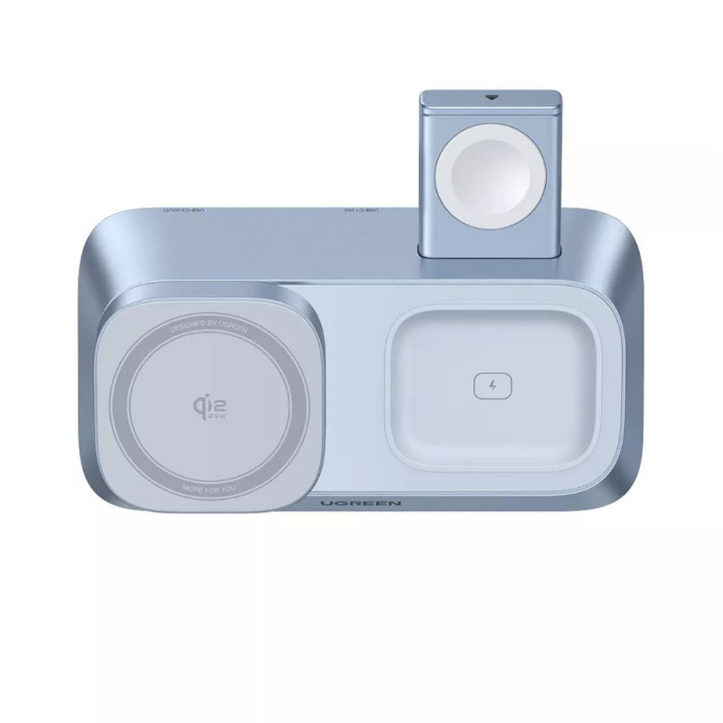 Ugreen 3-i-1 trådløs lader for iPhone/Apple Watch/AirPods 25W - Blå