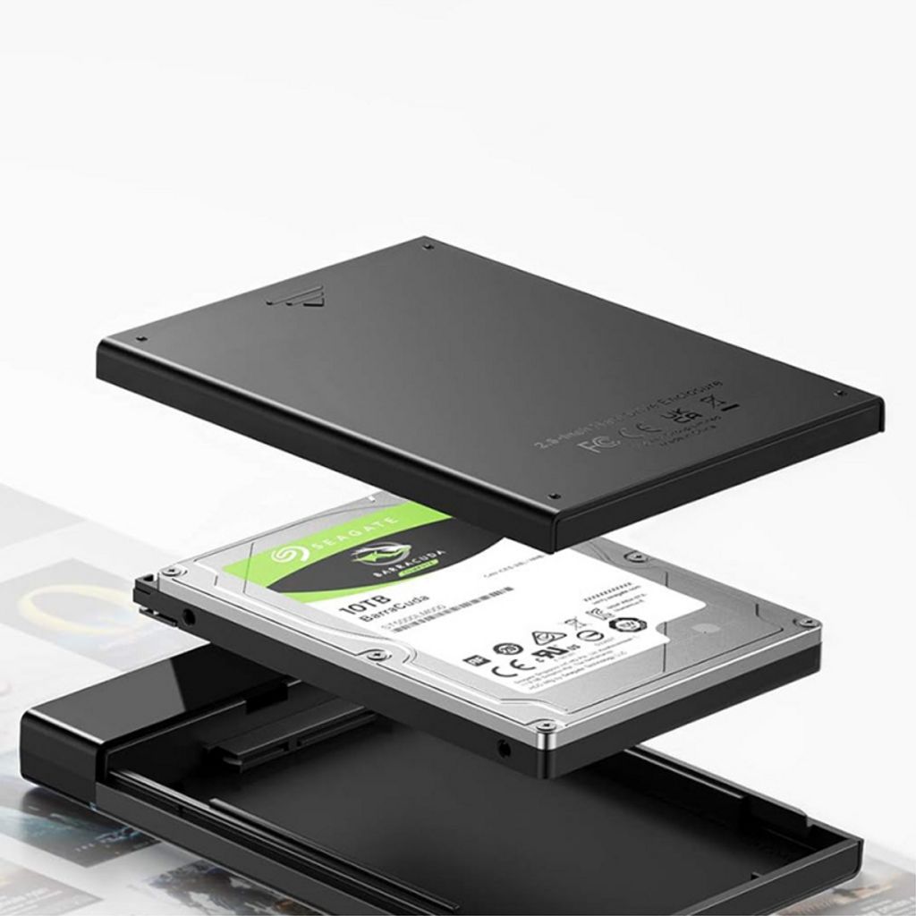 UGREEN Eksternt kabinet til 2,5 tommer HDD/SSD SATA, USB-C, sort