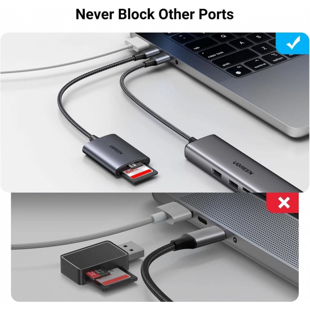 UGREEN CM401 USB-C Kortlæser SD / microSD – Grå