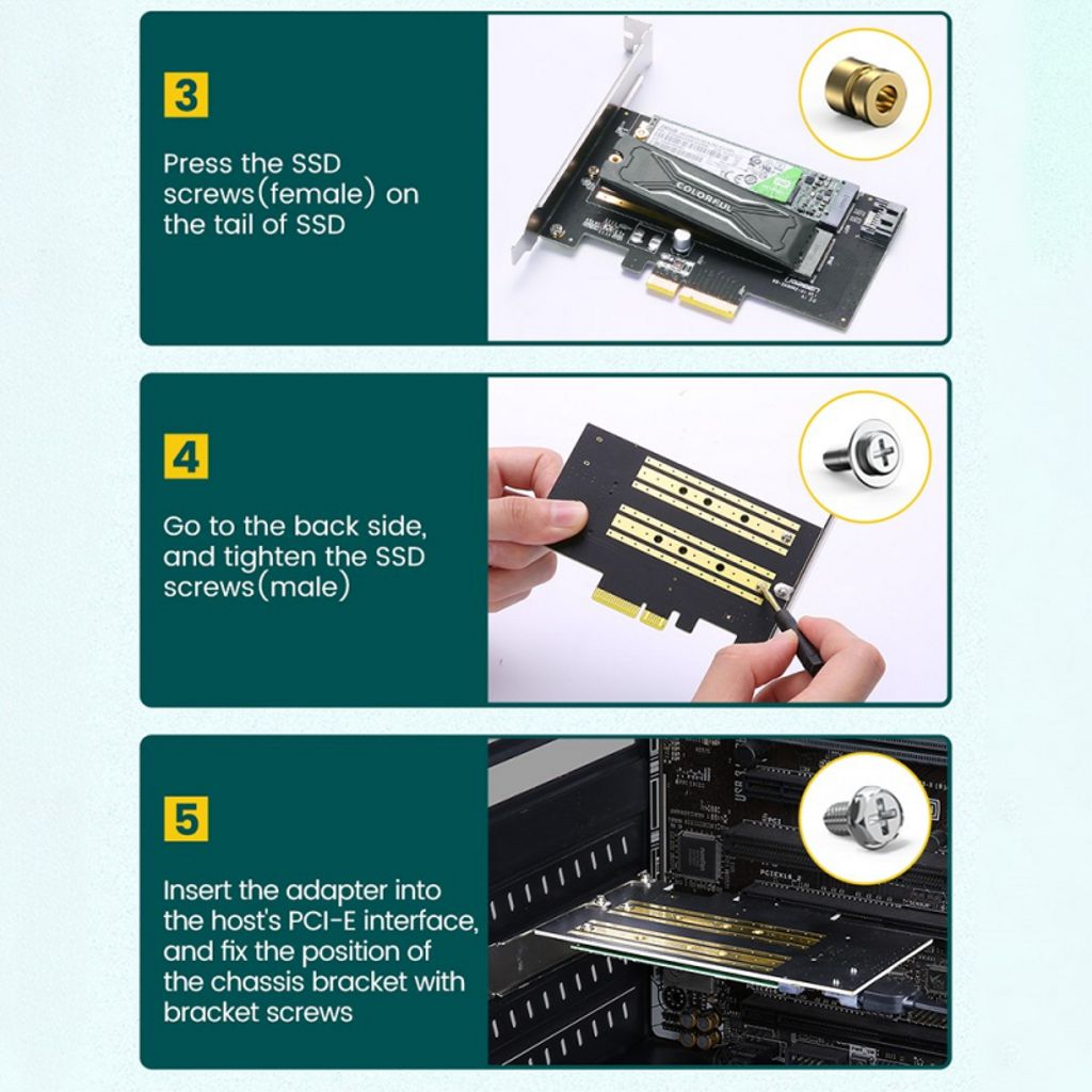 Ugreen CM302 SSD-udvidelsesadapter til M.2 NVMe/SATA til PCIe 3.0 x4 - Sort