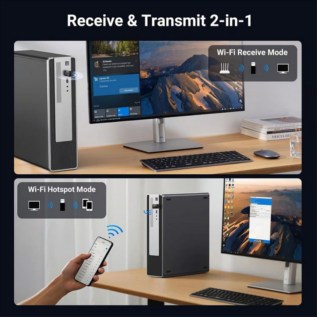 UGREEN Wi-Fi-adapter CM762 dobbeltbånd, Wi-Fi 6 - svart