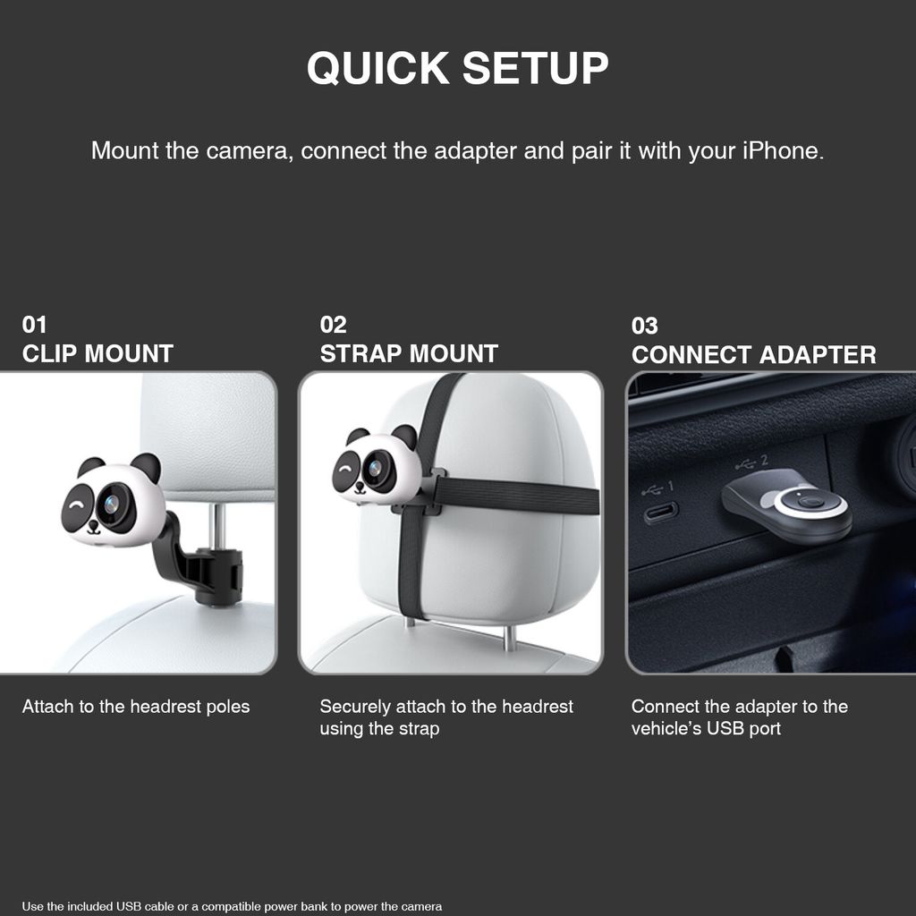 4Smarts draadloze camera-adapter voor Apple CarPlay - Panda