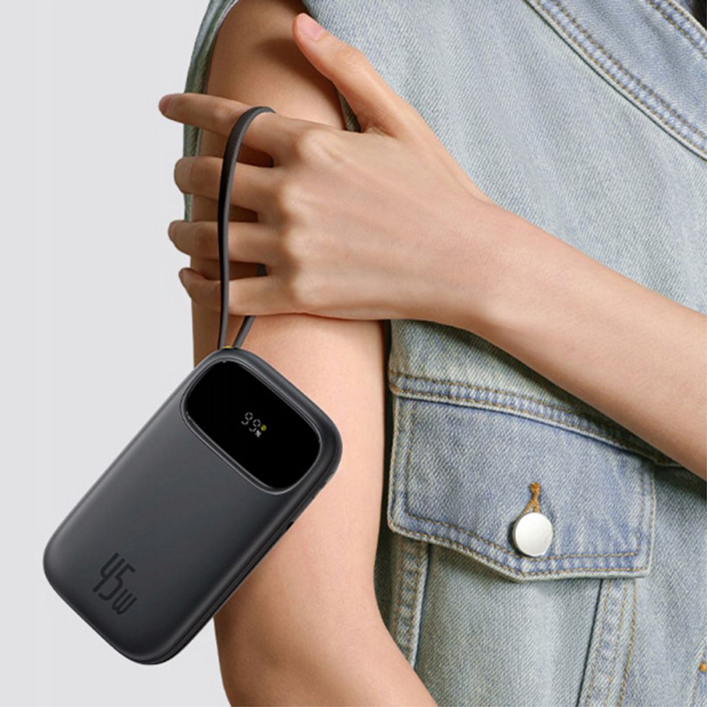 Baseus Powerbank EnerFill FC31 Qpow 3 20000mAh 45W med USB-C og Lightning-kabel - Lilla