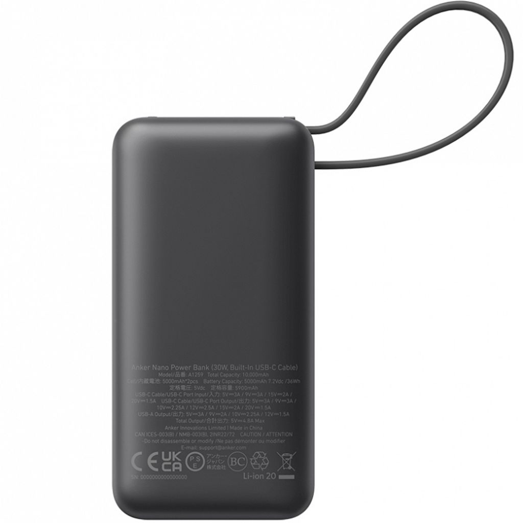 Anker Nano 10000 mAh Magnetisk Powerbank 30W - Sort