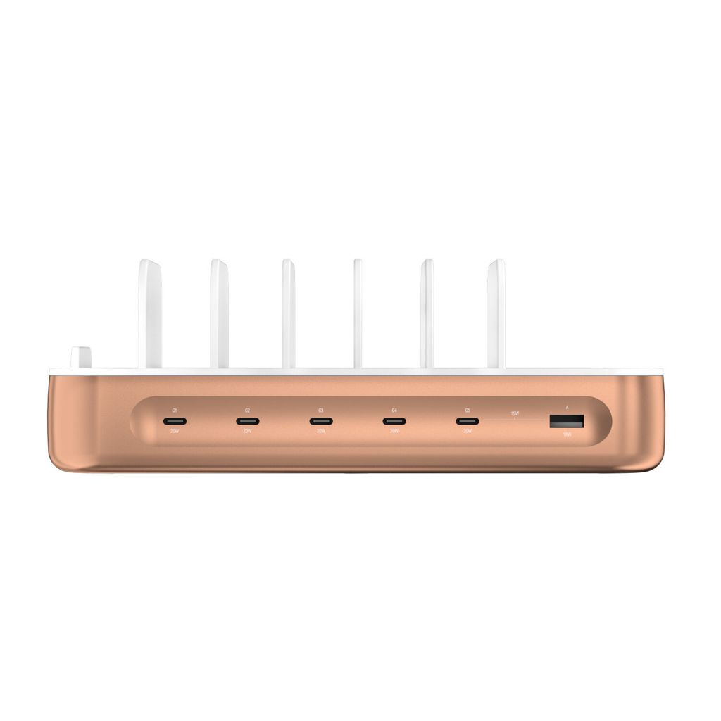 4Smarts Team Laddstation 100W 5x USB-C/1x USB-A inkl. 6 kablar – koppar