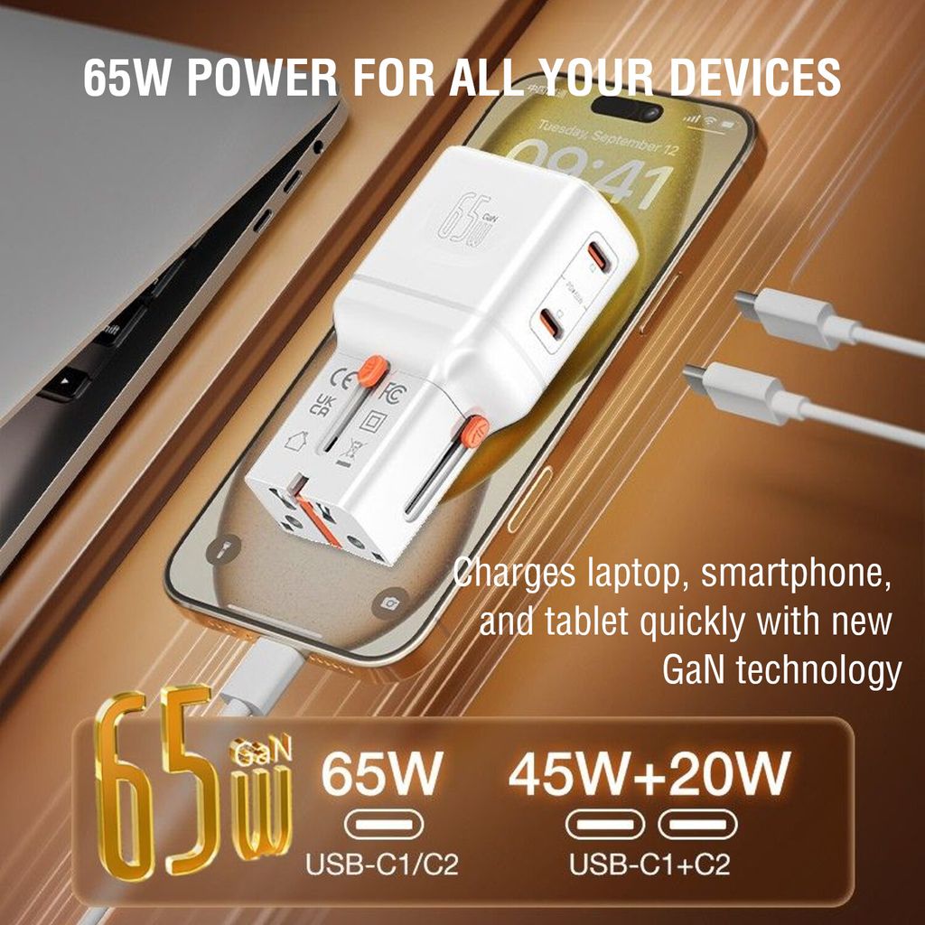 4Smarts Nomad Pocket GaN 65W Universal Rejseadapter - Hvid