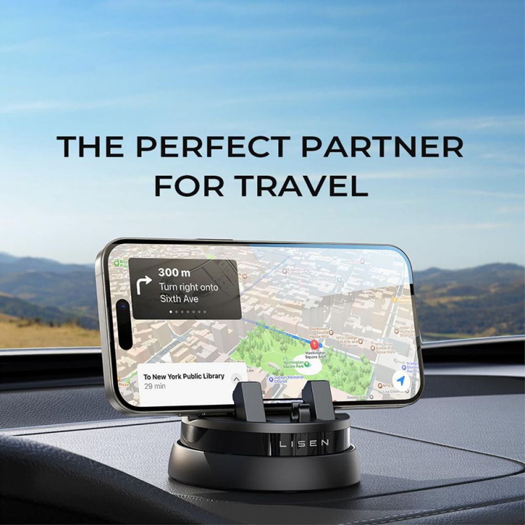 Lisen Bilholder til Telefon/Tablet 6mm-13mm Tykkelse - Sort