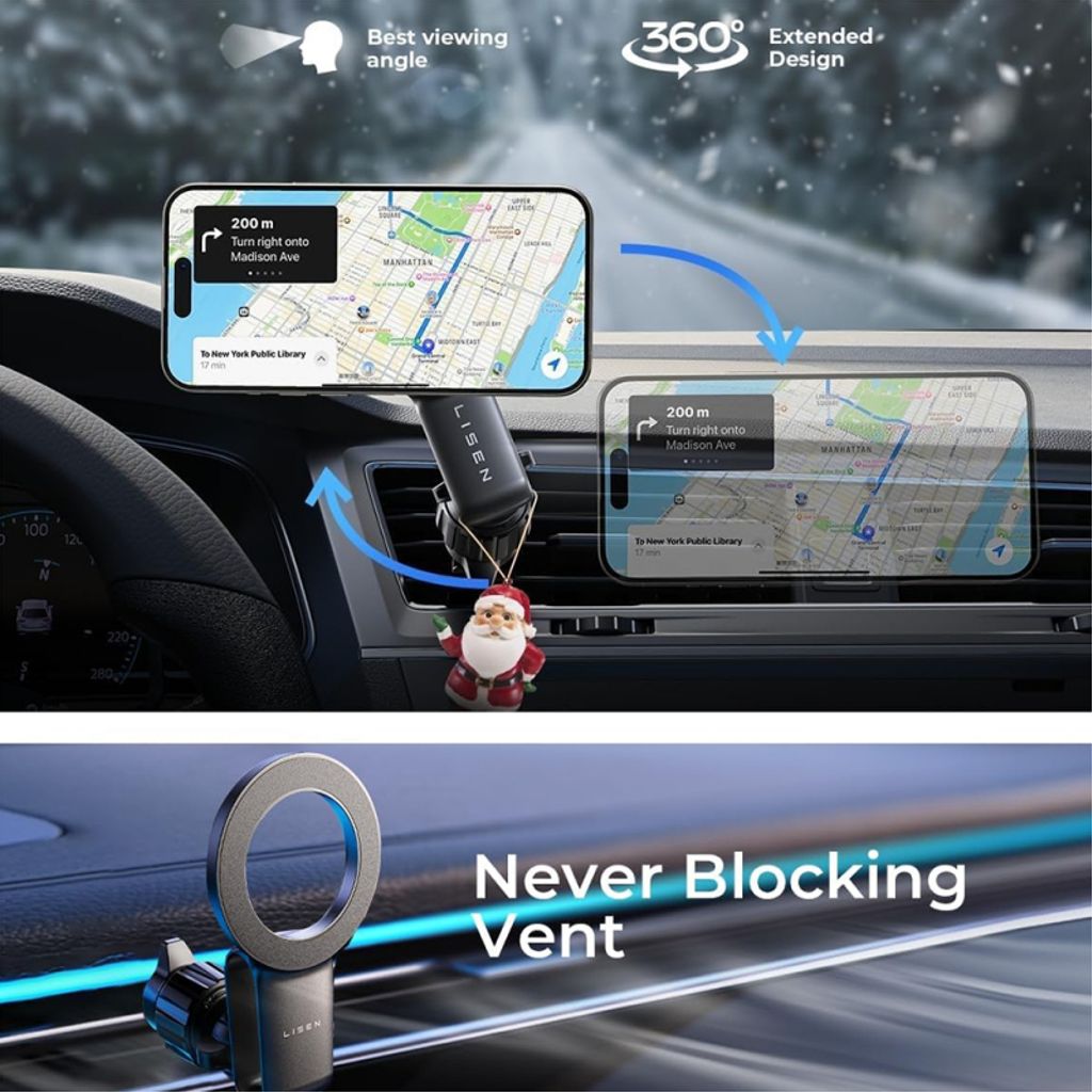 Lisen magnetisk bilventilholder – svart