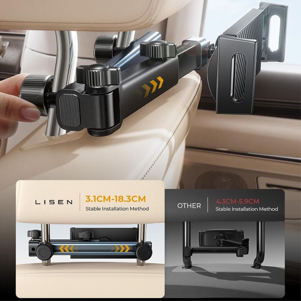 Lisen Bilholder til Tablet op til 12,9" - Sort