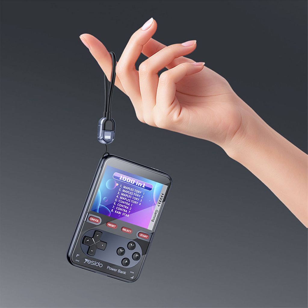 Yesido bærbar retro spillkonsoll powerbank 10000mAh 20W + Lightning-kabel