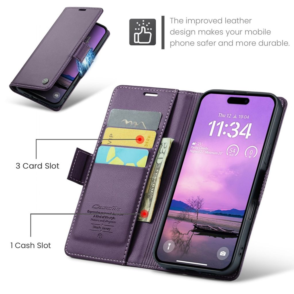 CASEME iPhone 17 Pro Max Etui med Stativ - Lilla