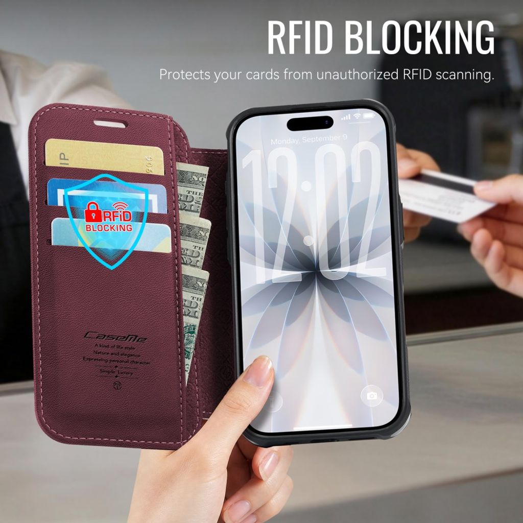 CASEME 053 iPhone 17 Lompakkokotelo MagSafe RFID-estävä - Punainen