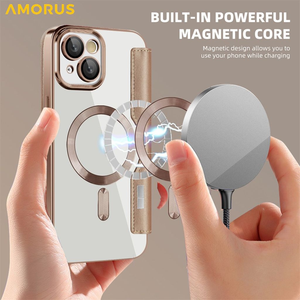 AMORUS iPhone 15 Plus Kotelo MagSafe - Kulta