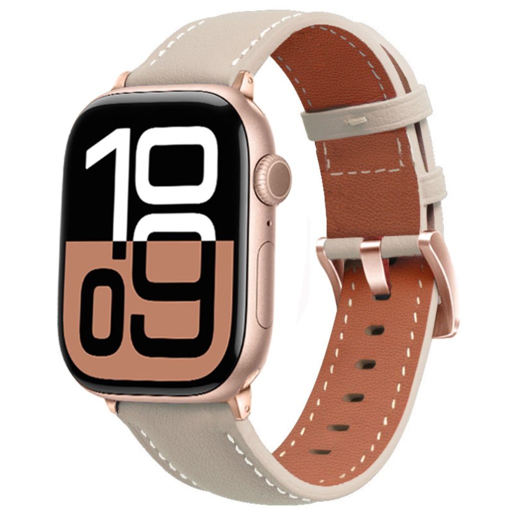 Apple Watch 38/40/41/42mm Urrem i ægte læder – Beige