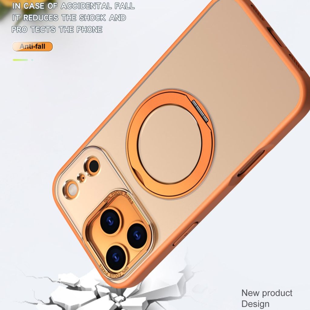 iPhone 18 Pro Max/17 Pro Max-deksel med MagSafe og stativ – oransje