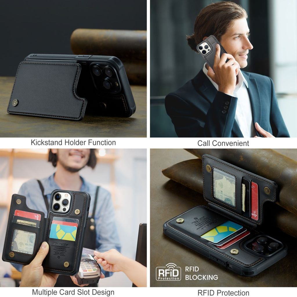 CASEME iPhone 12 Pro Max Cover med Pung - Sort