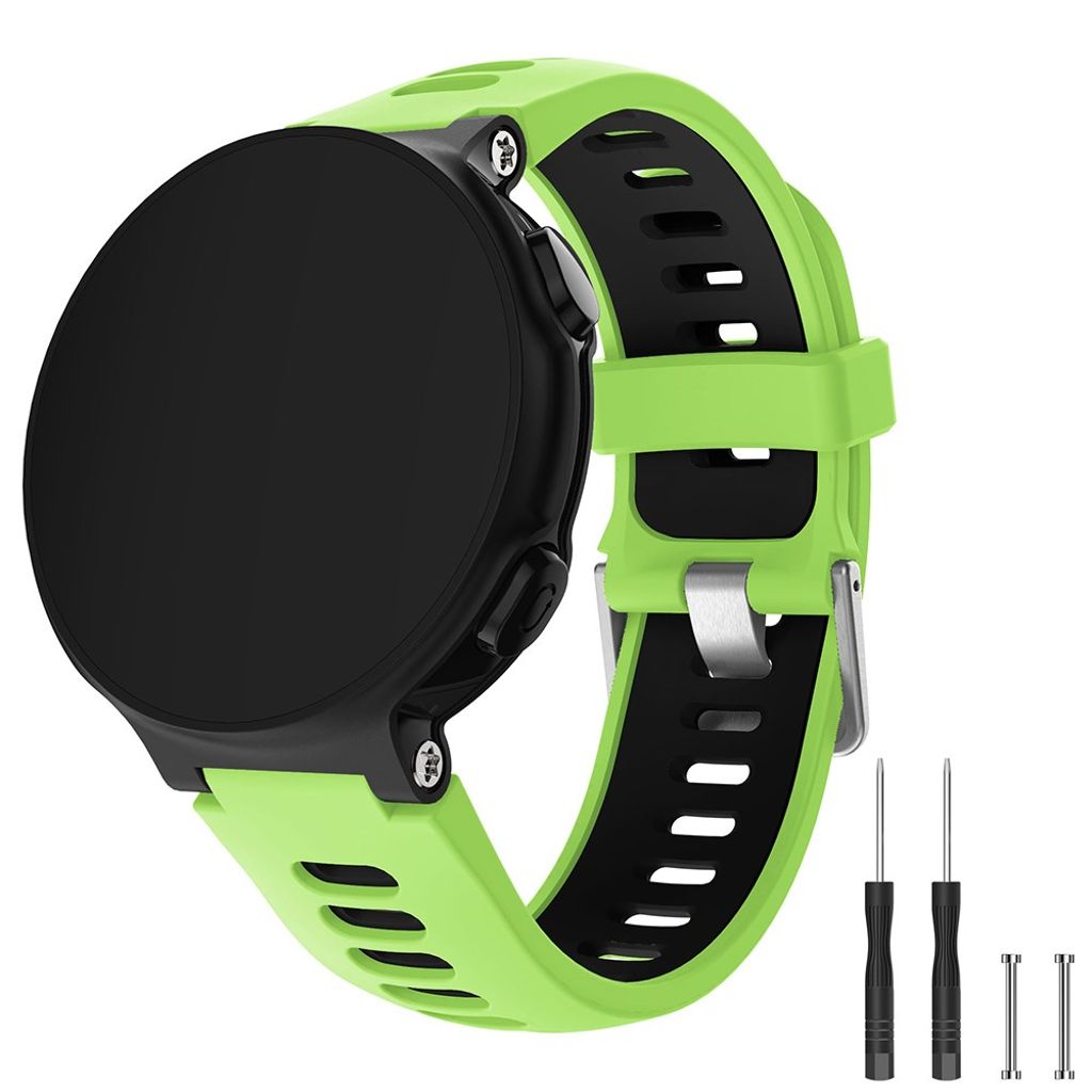 Garmin Forerunner 735XT/220/230/235/620/630 Silikon Klokkereim - Svart/Grønn