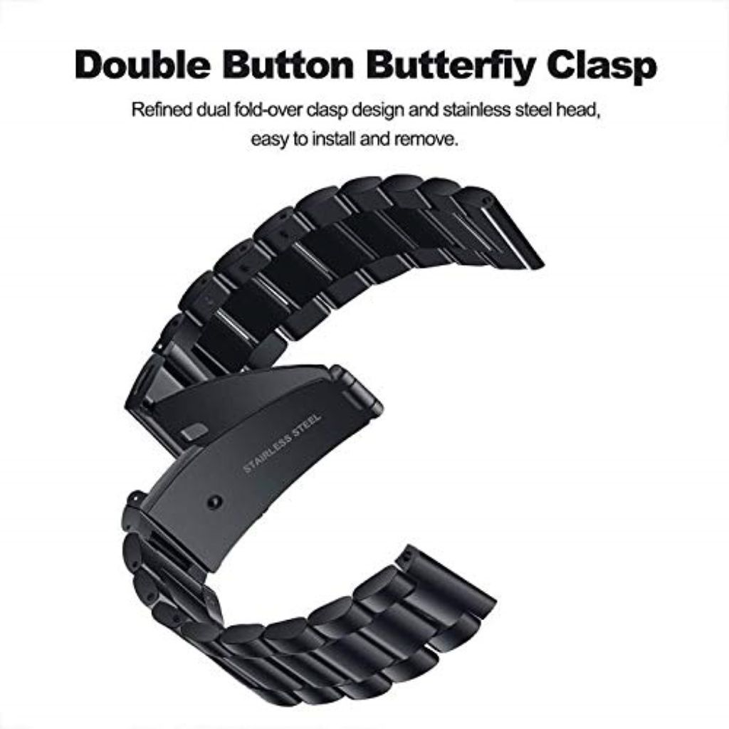 Samsung Gear S3 Frontier/Classic m.fl. Urrem i rustfrit stål - Sort