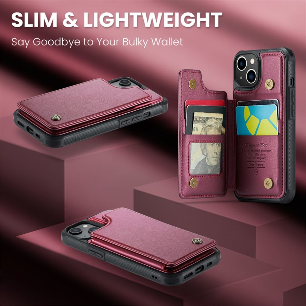 CASEME C22 iPhone 13 Wallet Case RFID Blocking - Red
