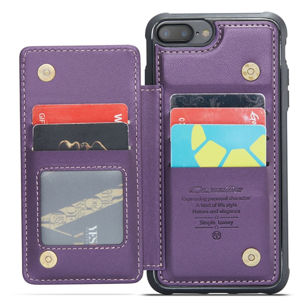 CASEME iPhone 6 Plus/6s Plus/7 Plus/8 Plus Cover med 5 Kortplads - Lilla