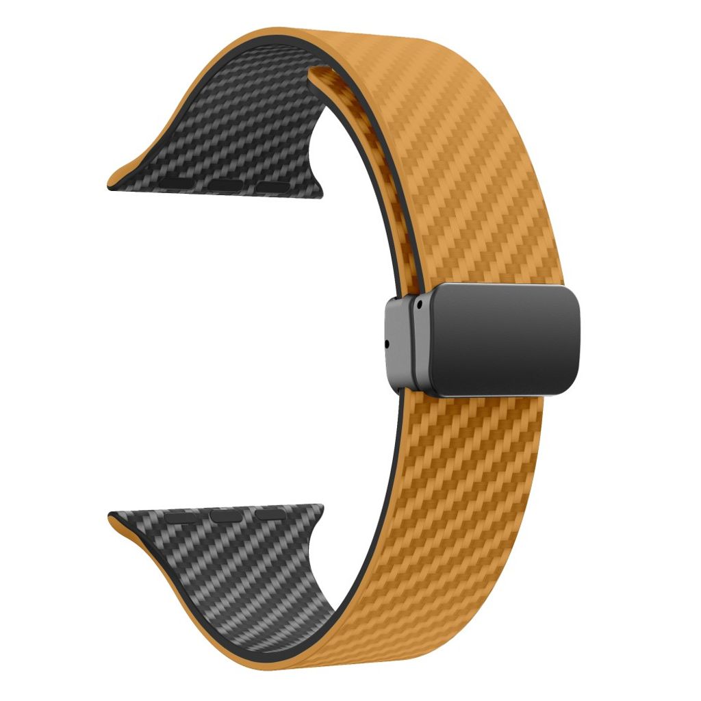 Apple Watch 42 / 41/ 40 / 38mm Klockarmband kolfibertextur - Ljusbrun/Svart