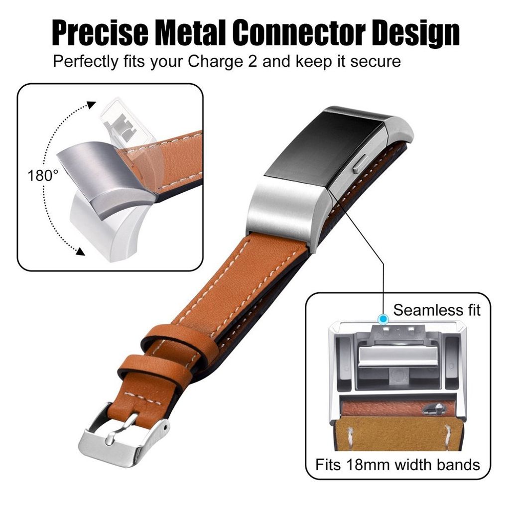 Fitbit Charge 2 Urrem Ægte Læder – Brun