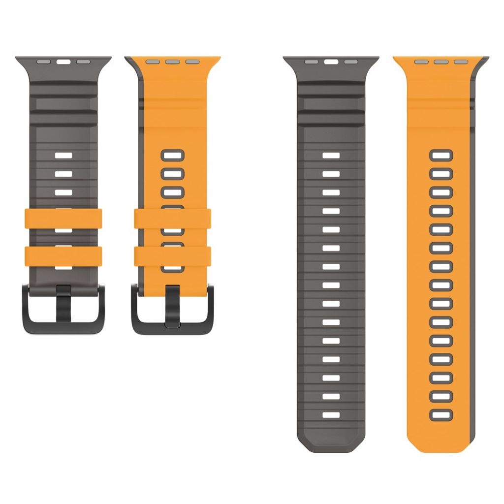 Apple Watch 49/46/44/42mm Tvåfärgat Klockarmband Silikon - Gul/Grå