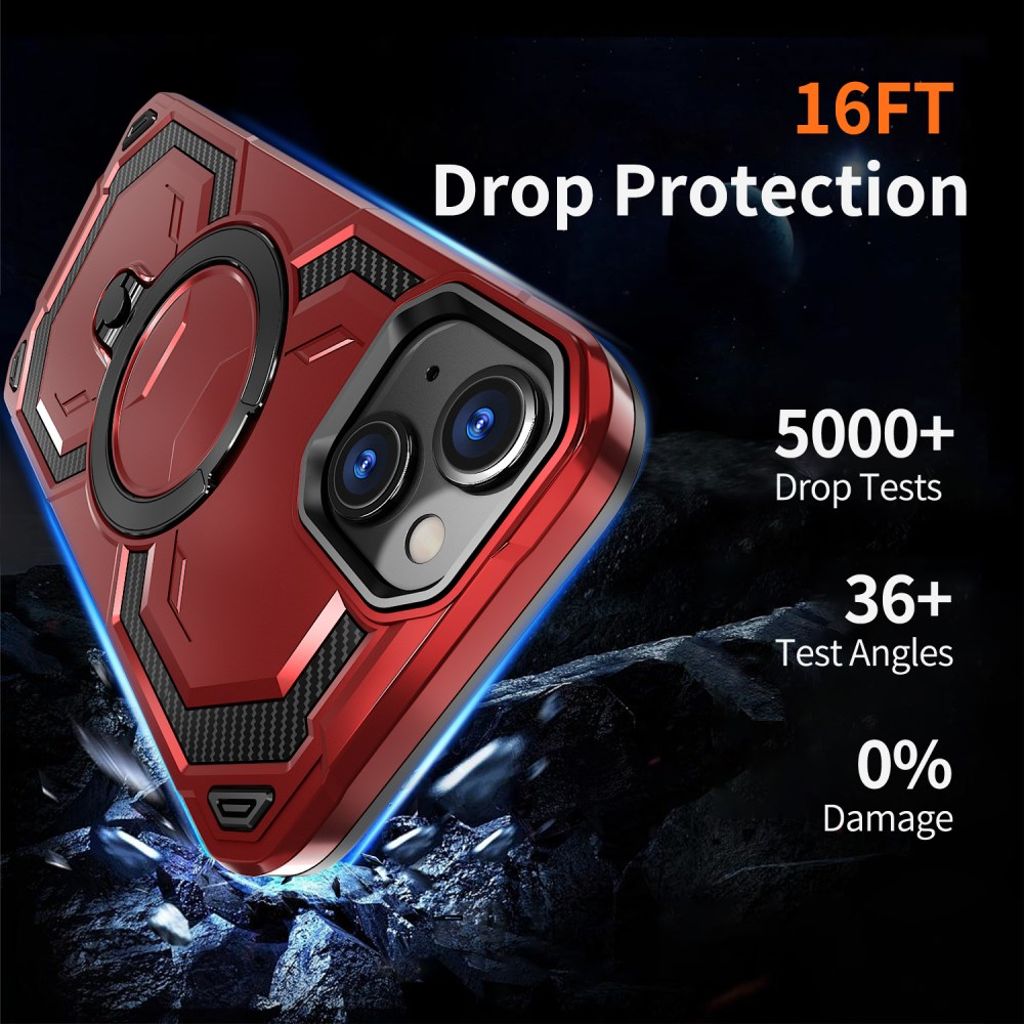 iPhone 13 Magnetic Case Ring Kickstand - Red