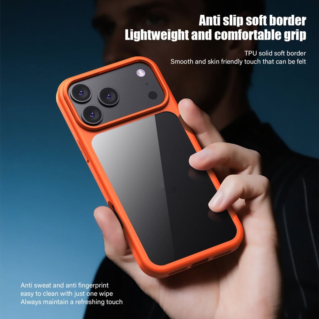 IPAKY iPhone 18 Pro Max/17 Pro Max Läpinäkyvällä takaosalla varustettu kuori - Tummansininen