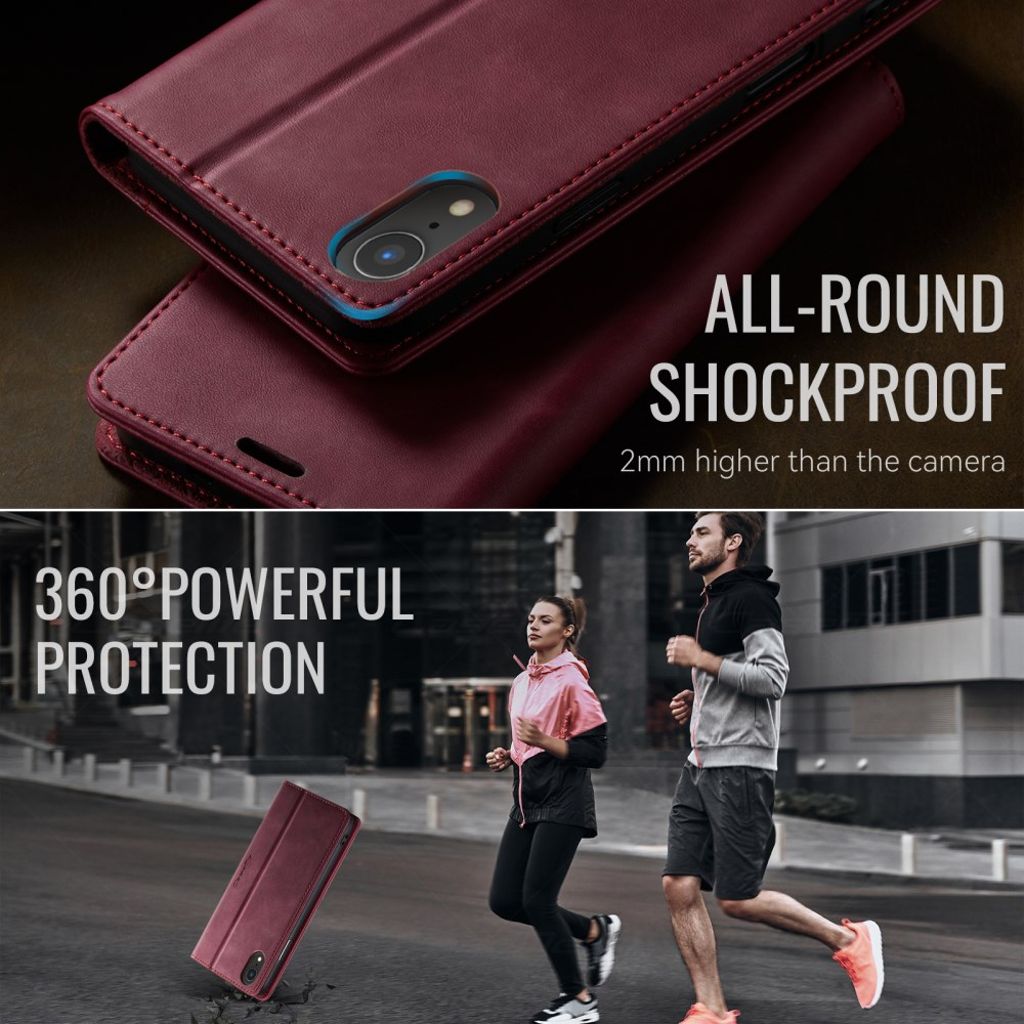 CASEME iPhone XR Plånboksfodral RFID Stativ – Röd