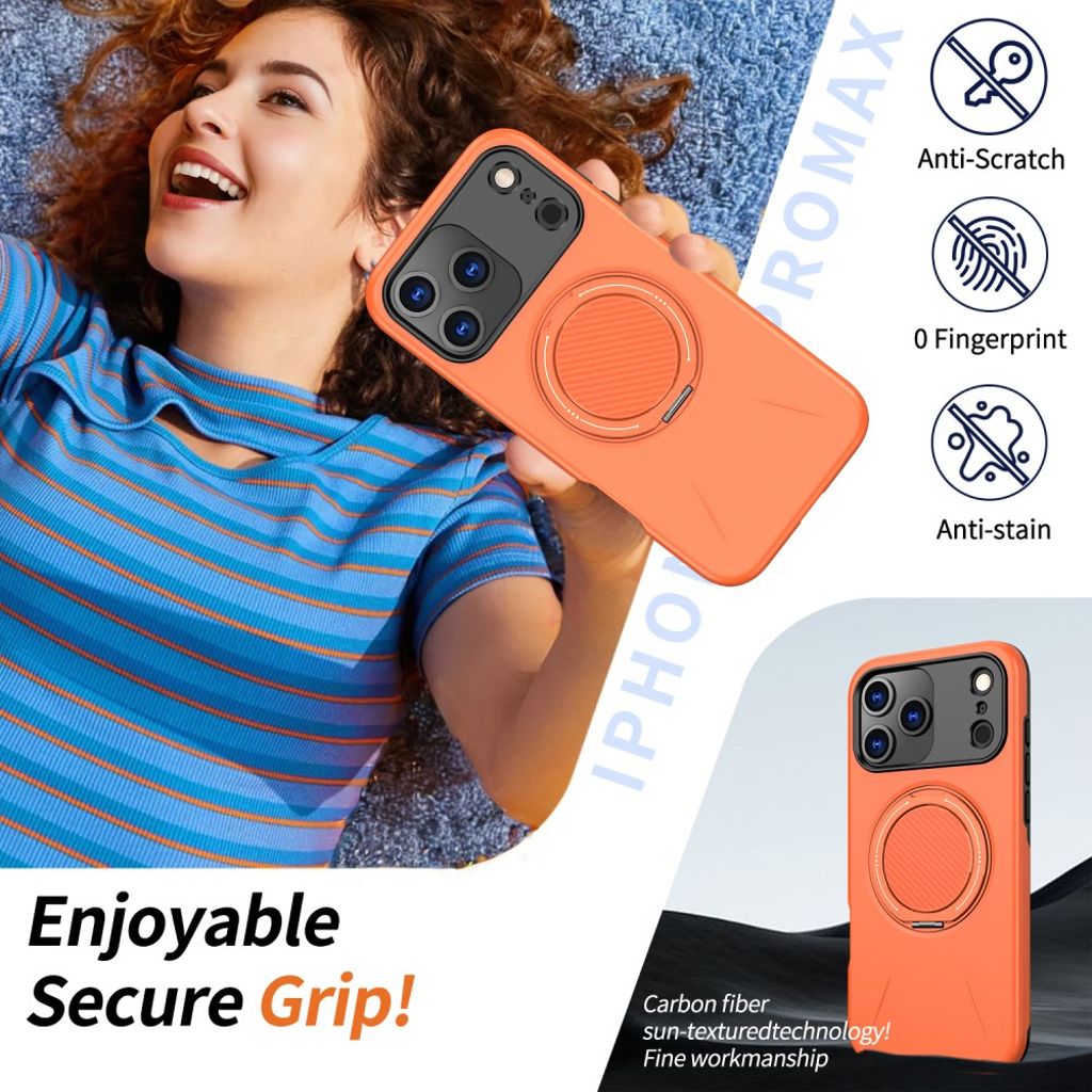 iPhone 17 Pro Max MagSafe kompatibel Cover med Stativ - Orange