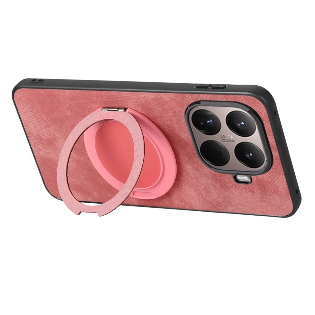 Xiaomi 17T Pro Skal i PU-läder med ringstativ - Rosa
