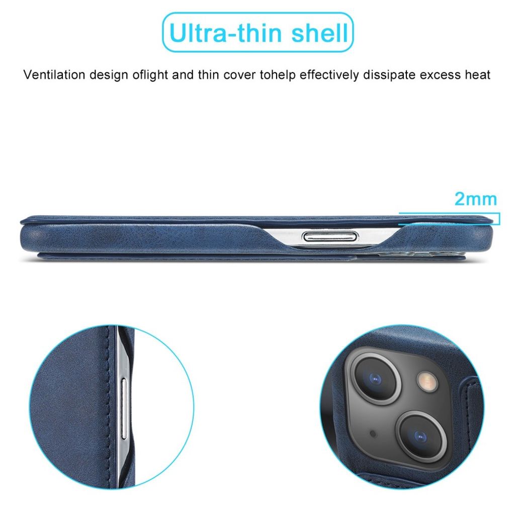 LC.IMEEKE iPhone 14 Pungetui Stativ Kortholder - Blå