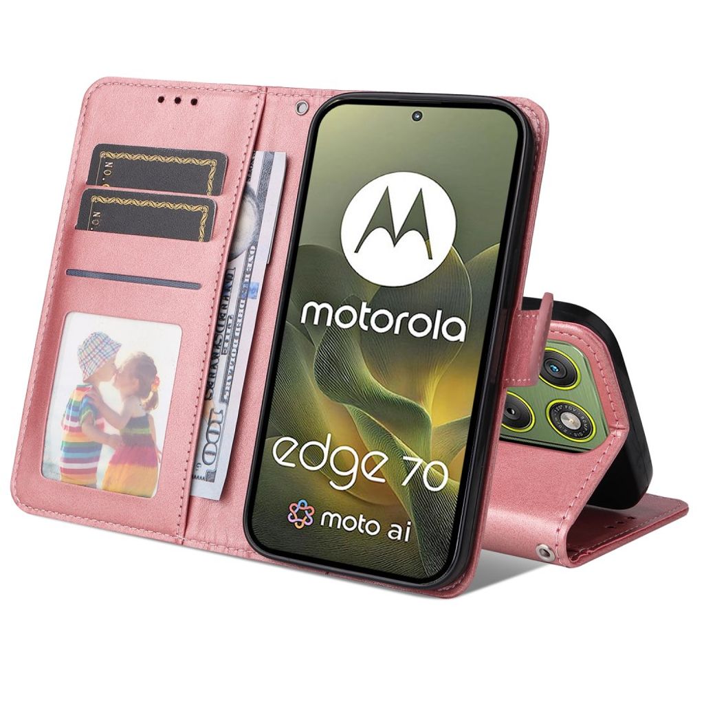 Motorola Edge 70 5G Plånboksfodral PU-läder - Rosa