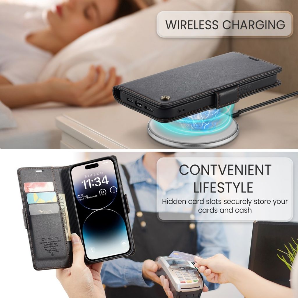 CASEME iPhone 15 Pro Max Kotelo Korttipaikka - Musta