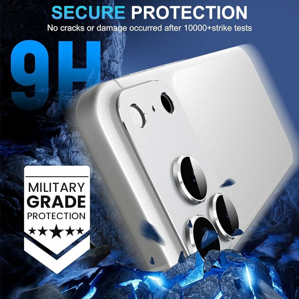 iPhone 18 Pro -linssinsuoja karkaistusta lasista/mattapintaisesta alumiiniseoksesta - hopea