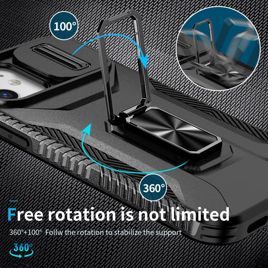 iPhone 12 / 12 Pro Skal med Stativ - Svart