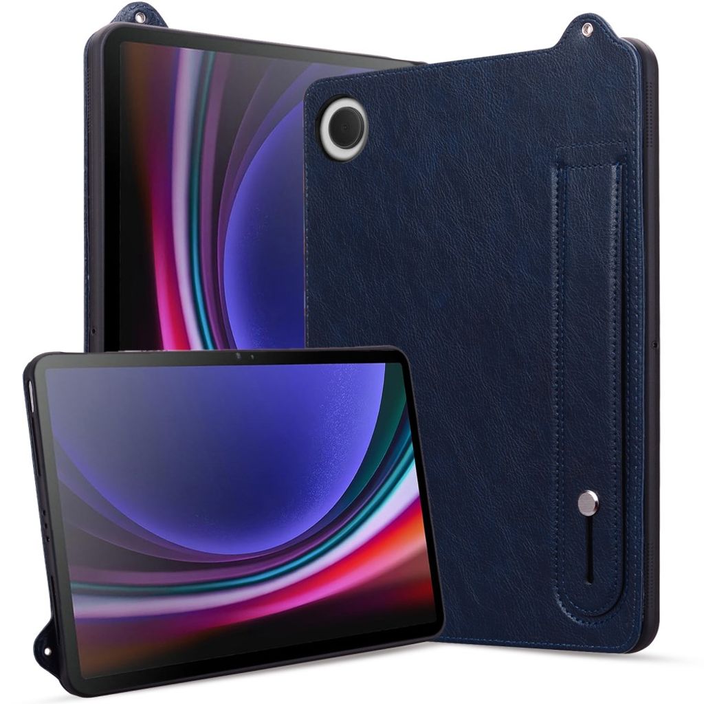 Samsung Galaxy Tab A11/A9 Fodral Handgrepp Stativ PU-läder – Blå