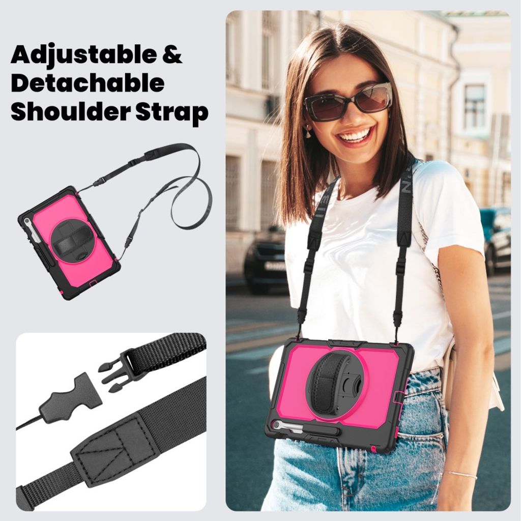 Samsung Galaxy Tab S10 FE Plus Case with Shoulder Strap - Pink