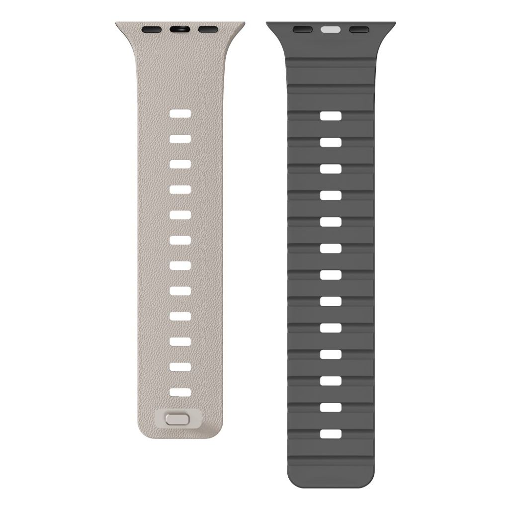 Apple Watch 49/46/44/42mm Klockarmband i texturerat silikon - Beige/Grå