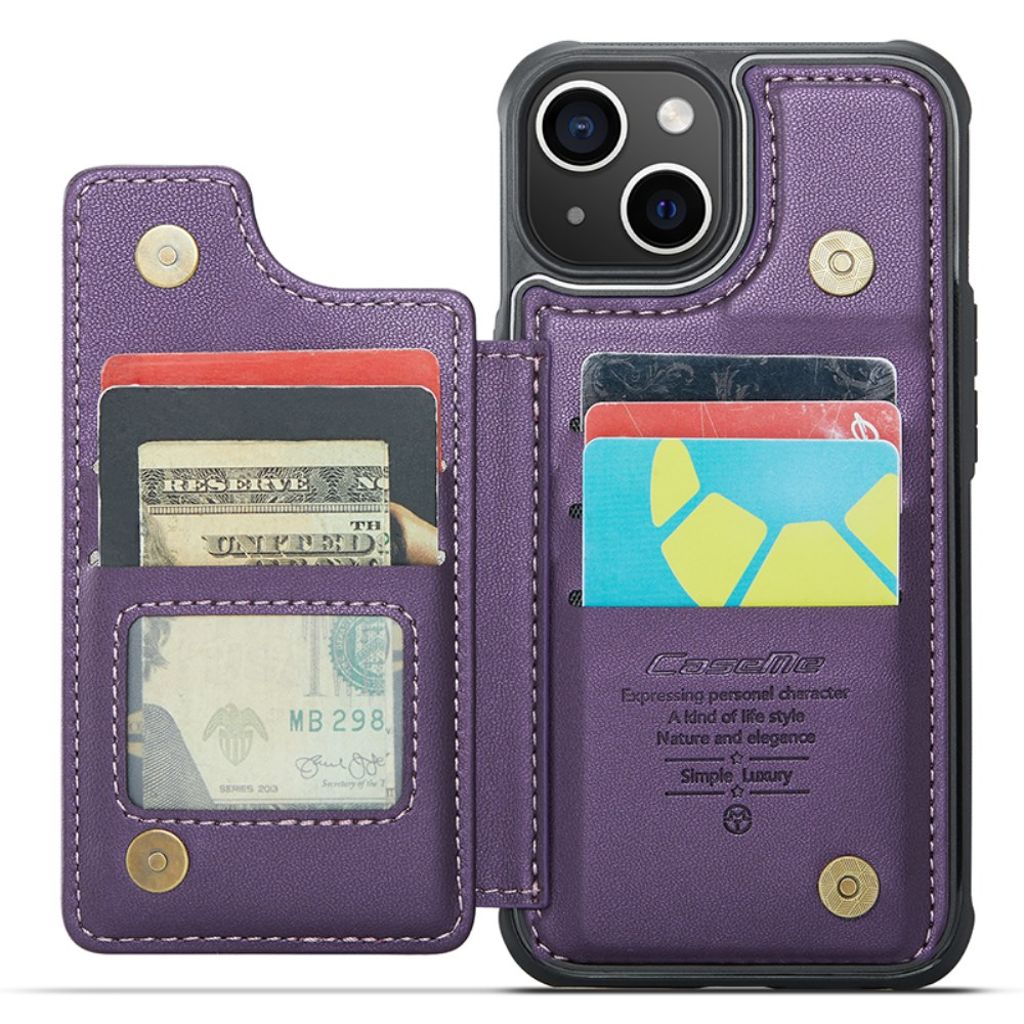 CASEME C22 iPhone 14 Plus Lompakkokuori RFID-estävä – Violetti