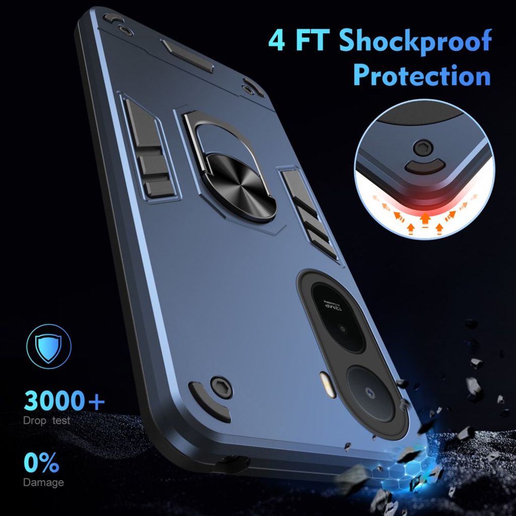 Xiaomi Poco C85x 5G/Redmi A7 Pro Skal med Ringhållare - Blå