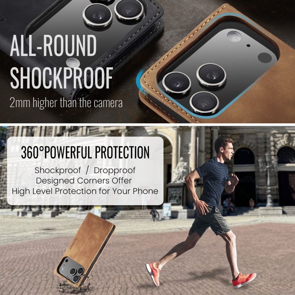 CASEME iPhone 17 Pro Max Lommeboketui med Kortspor - Brun