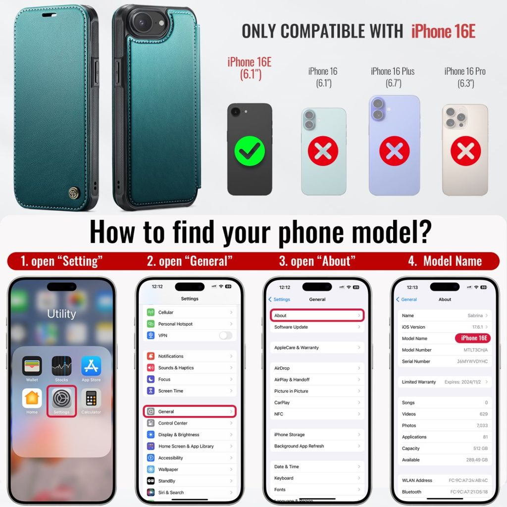 CASEME 053 iPhone 16e/iPhone 17e Lommeboketui MagSafe RFID Blokkerende - Turkis