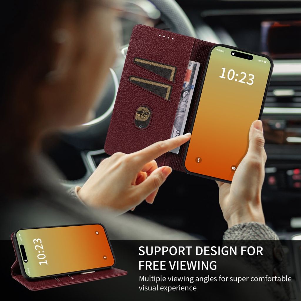 iPhone 14 Pro Wallet Cover RFID Blocking MagSafe Compatible - Red