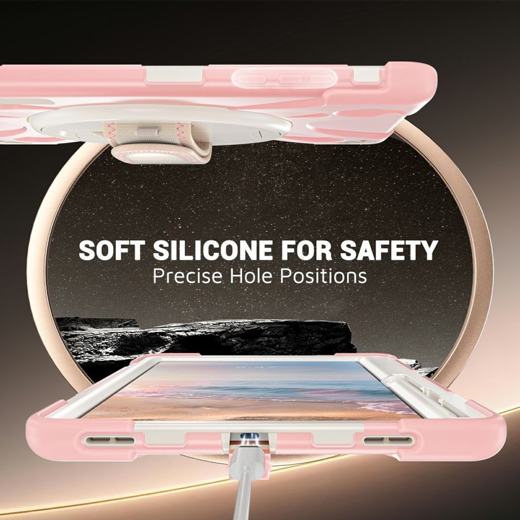 Samsung Galaxy Tab S12 Plus Silikonskal med stativ - Rosa