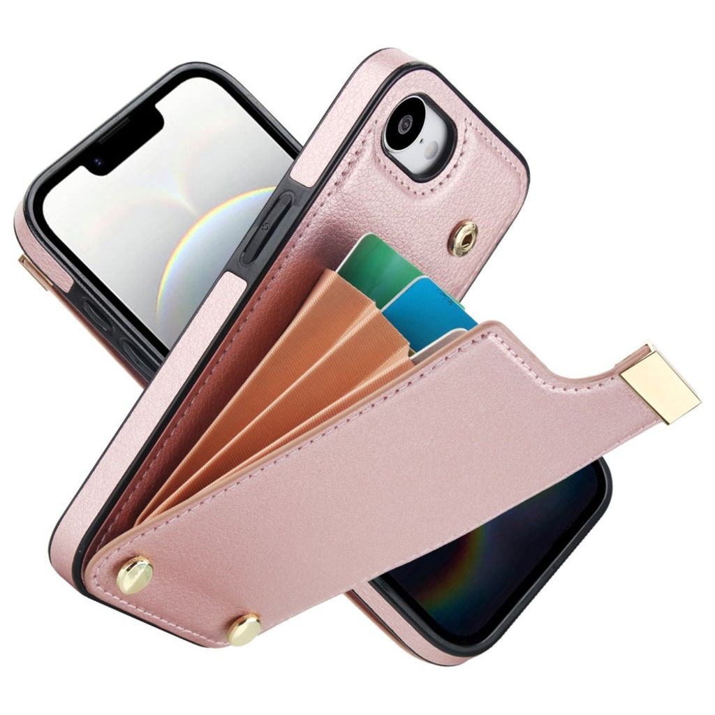 iPhone 16e Case with Card Holder - Rose Gold