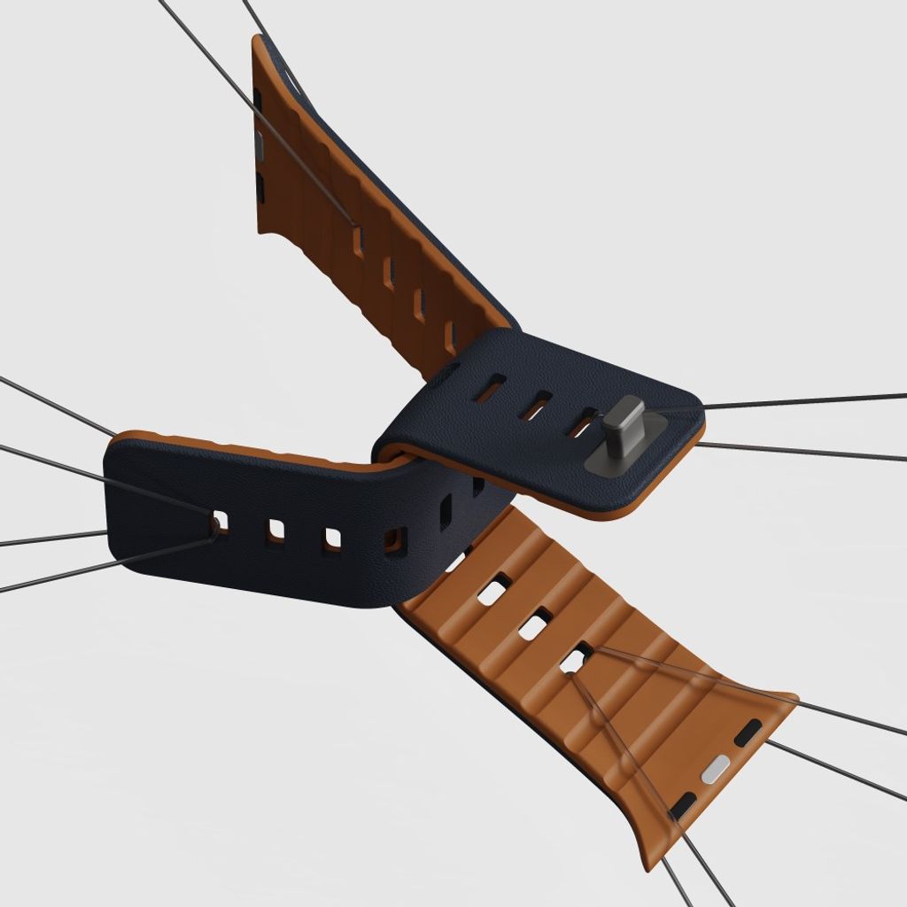Apple Watch 49/46/44/42mm Klockarmband i texturerat silikon - Blå/Brun