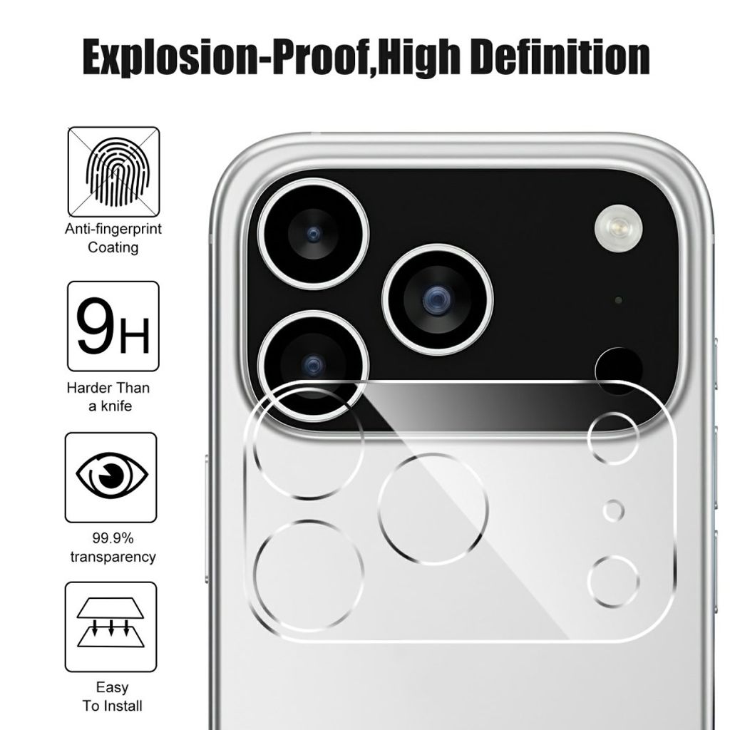 iPhone 18 Pro Linsskydd Härdat Glas Full Täckning - Transparent