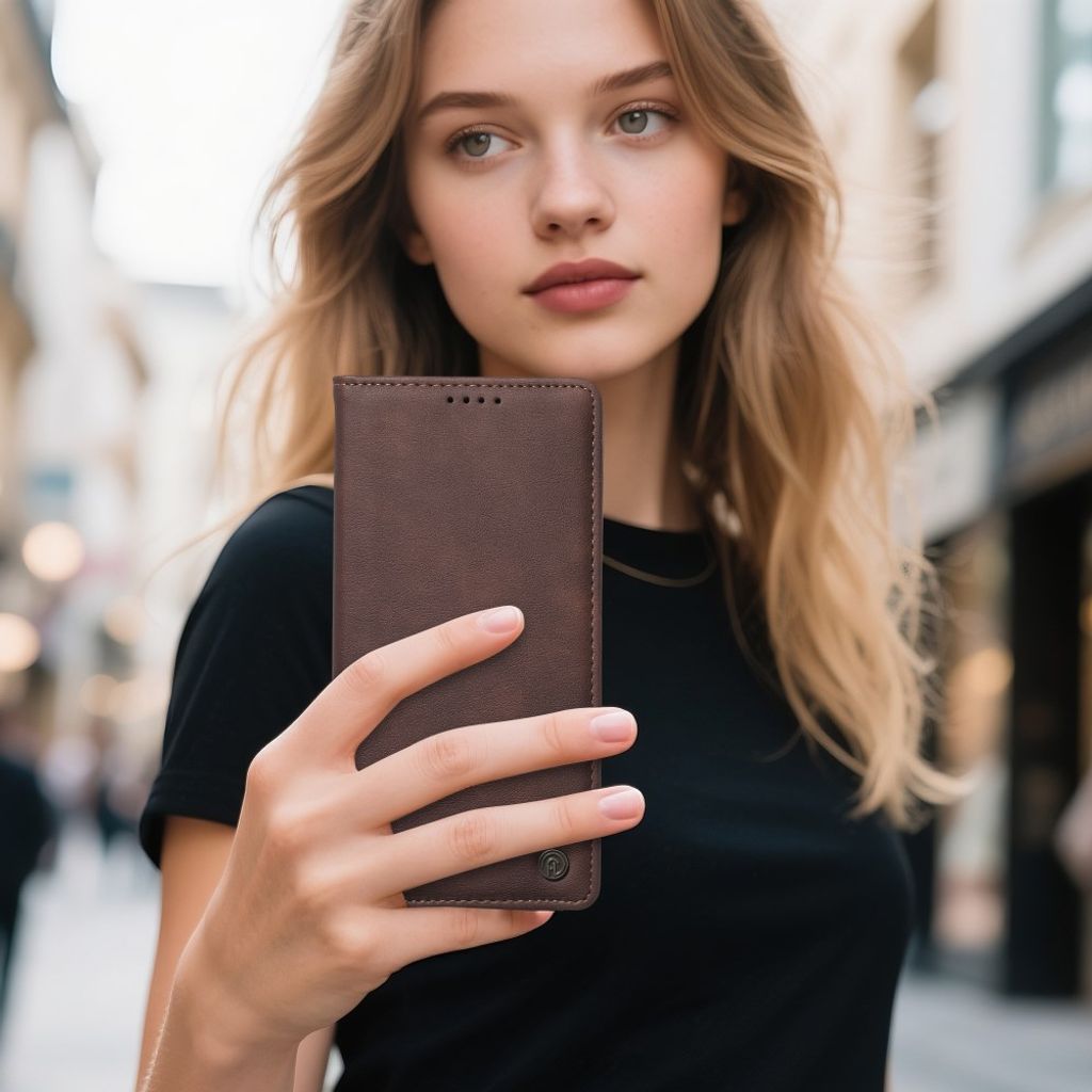 DIERFENG iPhone 18 Pro/17 Pro Lommeboketui RFID-blokkerende - Mørk brun